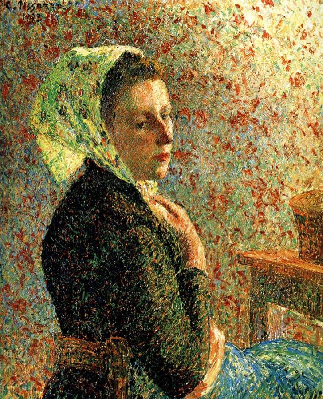 Camille Pissarro Department of green headscarf woman France oil painting art